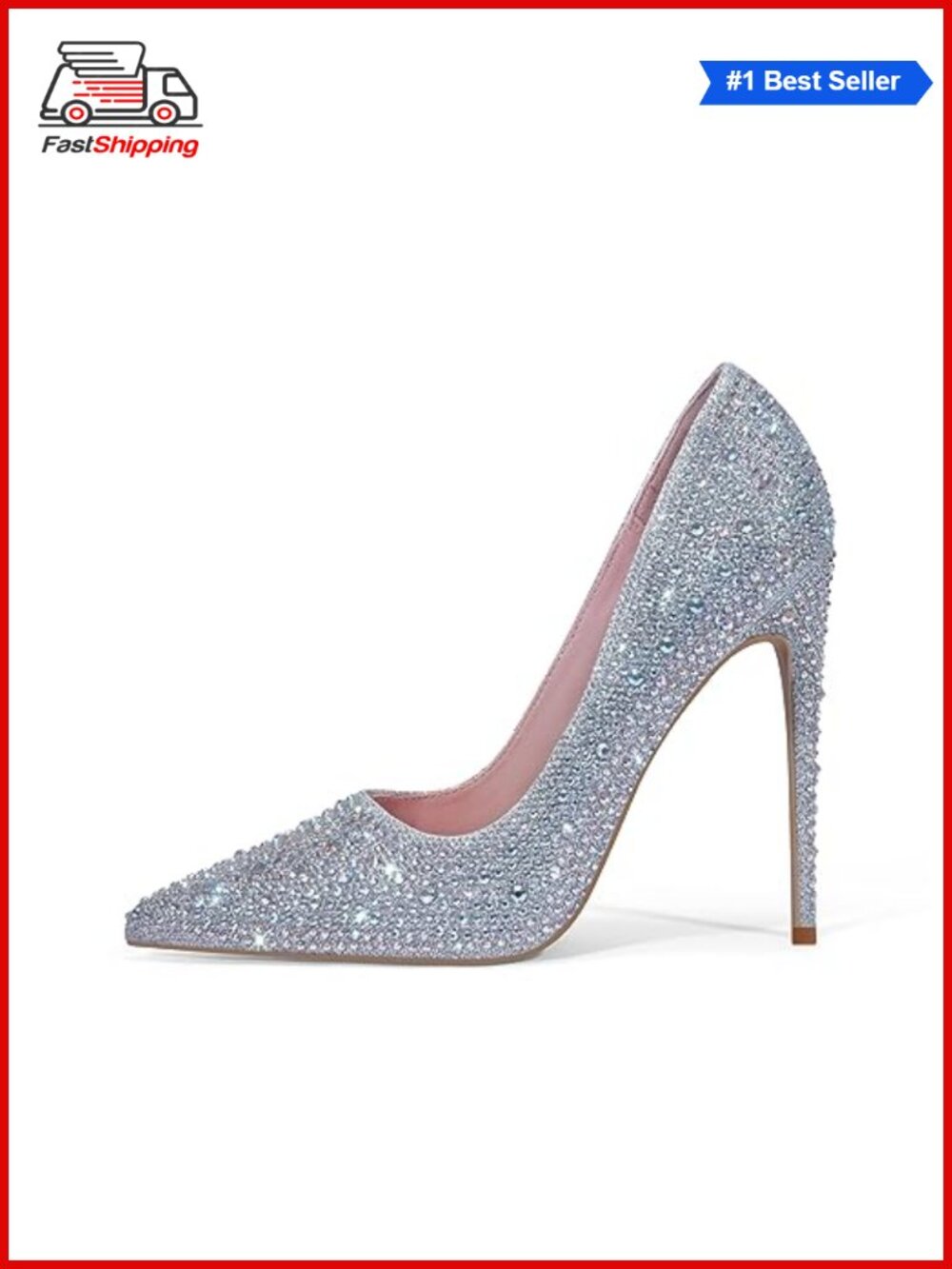 ✨ Elisabet Tang Women Pointed Toe High Heel Glitter Rhinestone Pumps Wedding